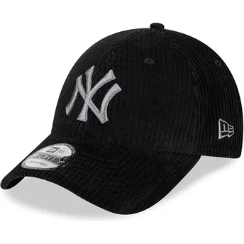New Era Curved Brim 9FORTY Wide Cord New York Yankees MLB Black Adjustable Cap