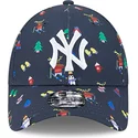 new-era-curved-brim-youth-9forty-festive-new-york-yankees-mlb-navy-blue-adjustable-cap