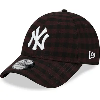 New Era Curved Brim 9FORTY Flannel New York Yankees MLB Brown Adjustable Cap