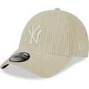 new-era-curved-brim-9forty-wide-cord-new-york-yankees-mlb-beige-adjustable-cap
