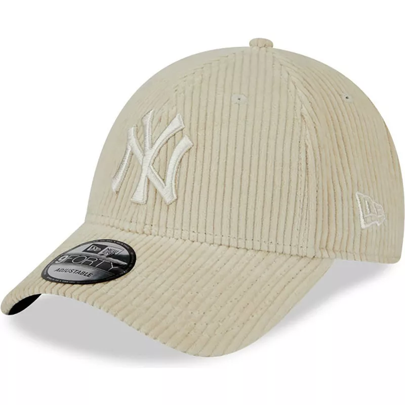 new-era-curved-brim-9forty-wide-cord-new-york-yankees-mlb-beige-adjustable-cap