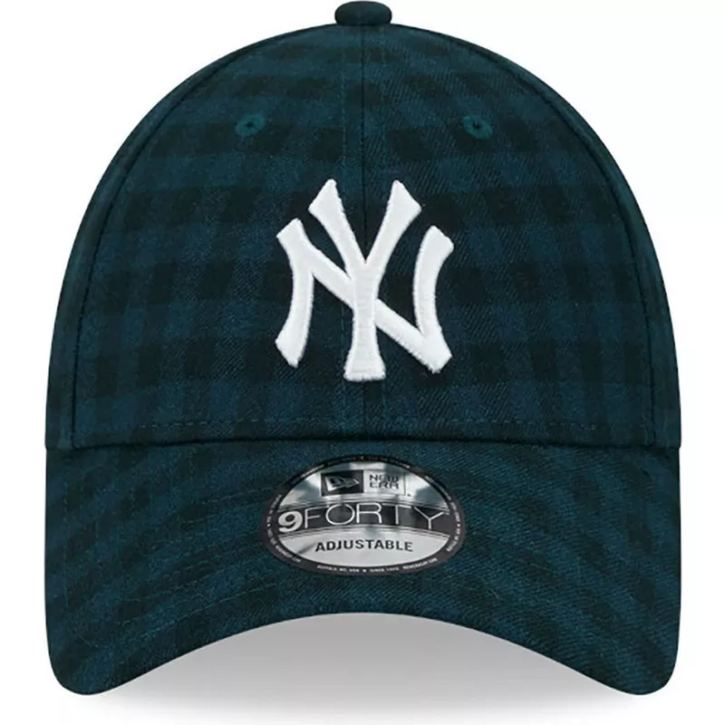 new-era-curved-brim-9forty-flannel-new-york-yankees-mlb-green-adjustable-cap