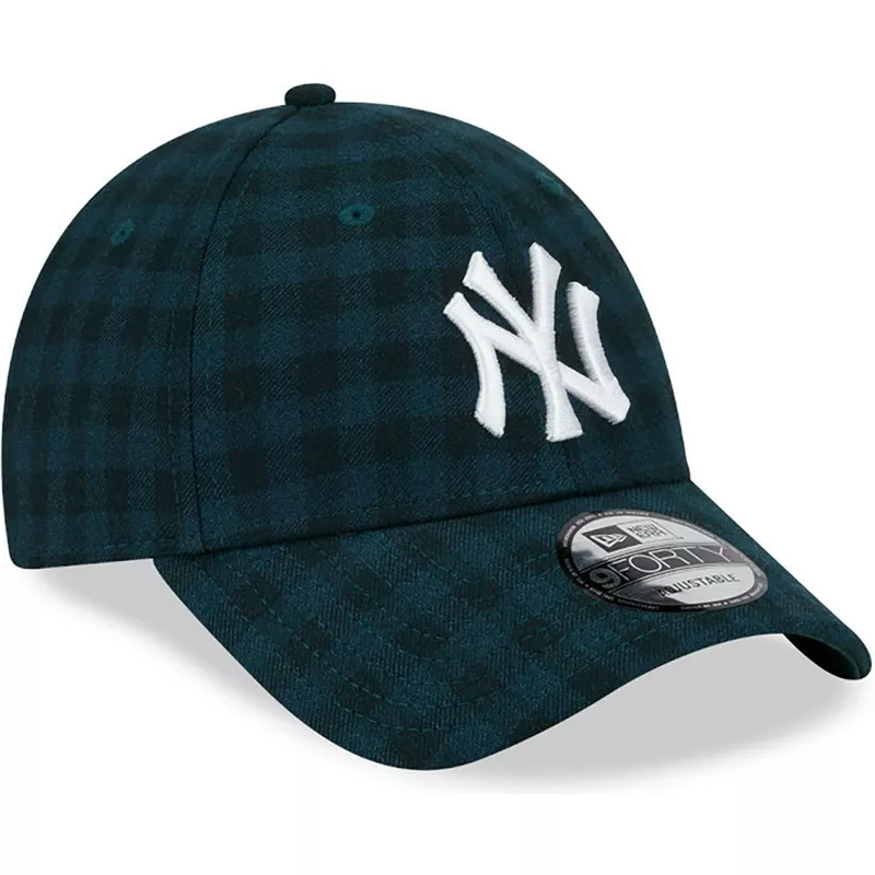 new-era-curved-brim-9forty-flannel-new-york-yankees-mlb-green-adjustable-cap