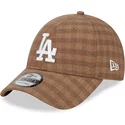new-era-curved-brim-9forty-flannel-los-angeles-dodgers-mlb-brown-adjustable-cap
