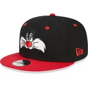 new-era-flat-brim-sylvester-9fifty-looney-tunes-black-and-red-snapback-cap