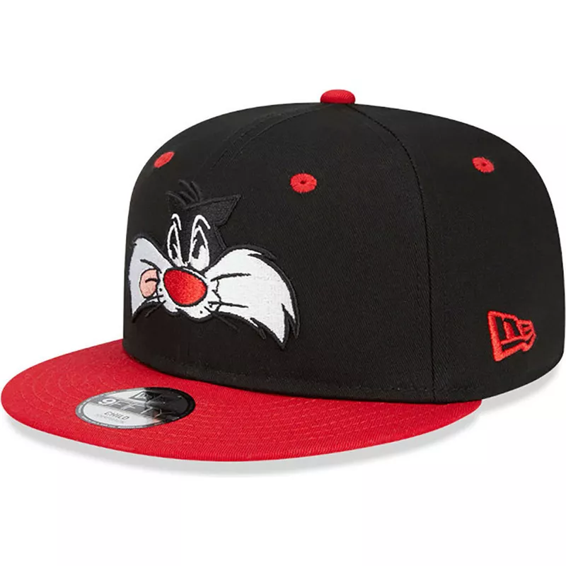 new-era-flat-brim-sylvester-9fifty-looney-tunes-black-and-red-snapback-cap