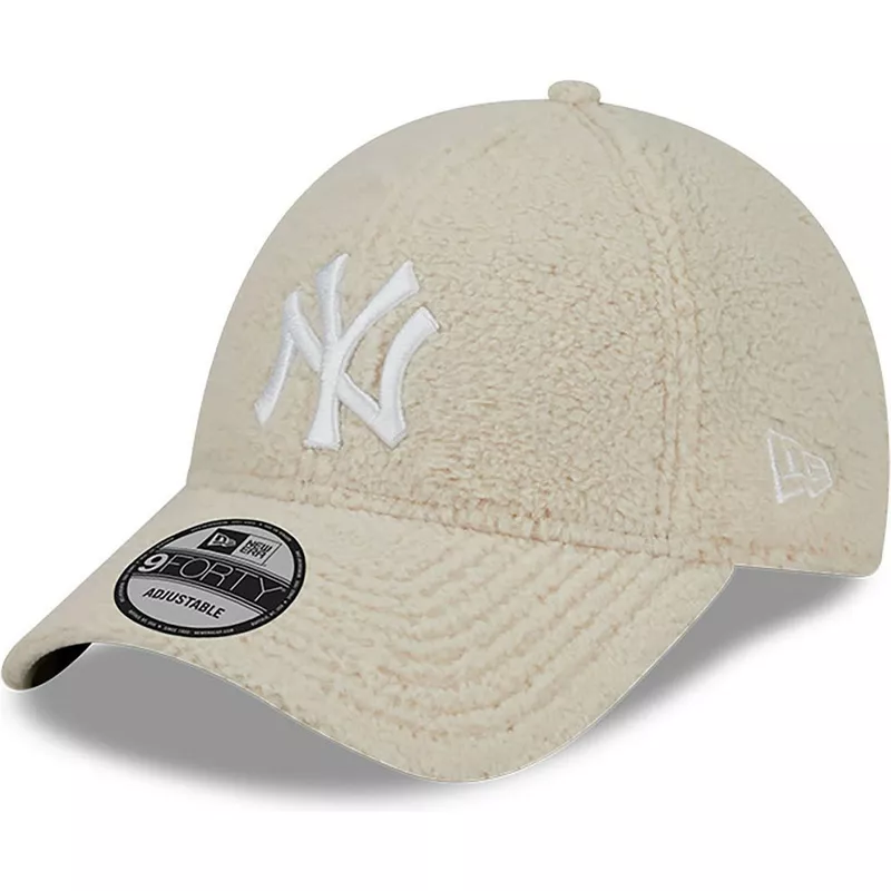 new-era-curved-brim-9forty-teddy-new-york-yankees-mlb-beige-adjustable-cap