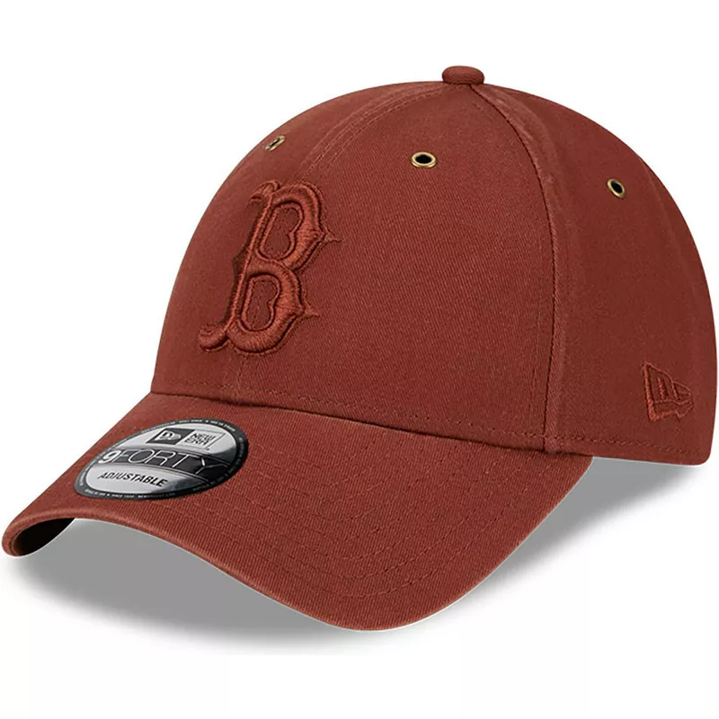 new-era-curved-brim-brown-logo-9forty-washed-canvas-boston-red-sox-mlb-brown-adjustable-cap