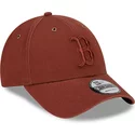 new-era-curved-brim-brown-logo-9forty-washed-canvas-boston-red-sox-mlb-brown-adjustable-cap