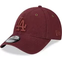new-era-curved-brim-maroon-logo-9forty-washed-canvas-los-angeles-dodgers-mlb-maroon-adjustable-cap