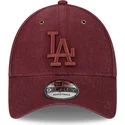 new-era-curved-brim-maroon-logo-9forty-washed-canvas-los-angeles-dodgers-mlb-maroon-adjustable-cap