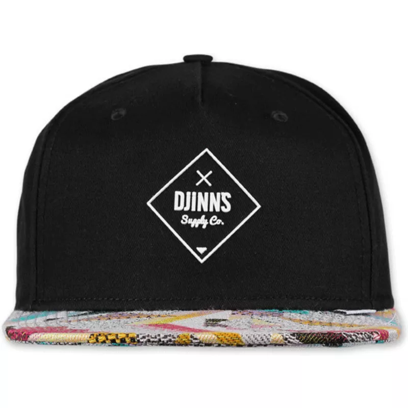 djinns-flat-brim-rubber-aztek-black-snapback-cap