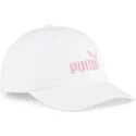 puma-curved-brim-pink-logo-essentials-no1-white-adjustable-cap