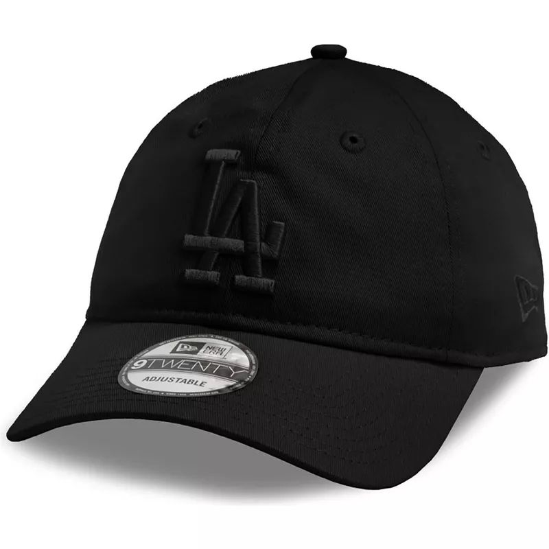 new-era-curved-brim-black-logo-9twenty-league-essential-los-angeles-dodgers-mlb-black-adjustable-cap