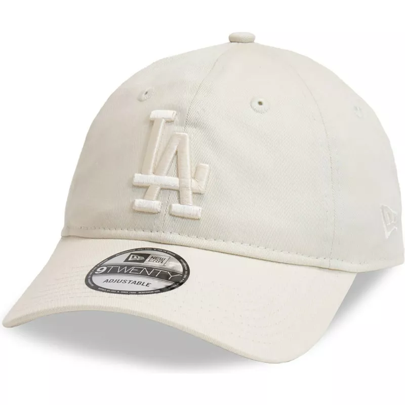 new-era-curved-brim-9twenty-league-essential-los-angeles-dodgers-mlb-beige-adjustable-cap-with-beige-logo