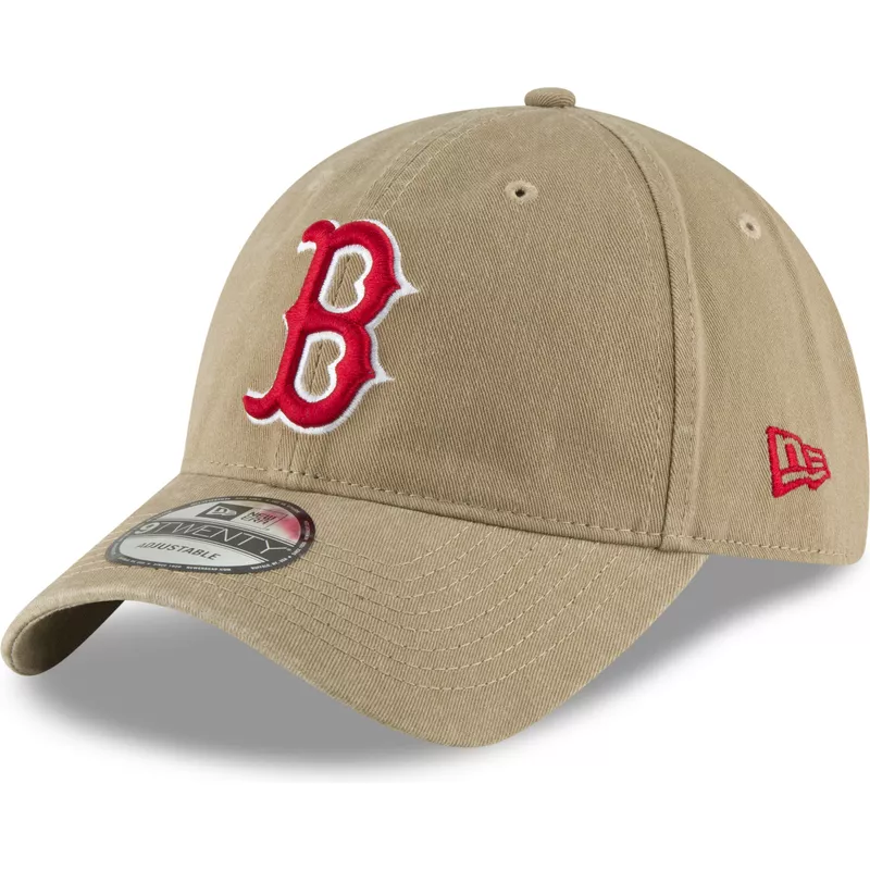 new-era-curved-brim-red-logo-9twenty-core-classic-boston-red-sox-mlb-light-brown-adjustable-cap