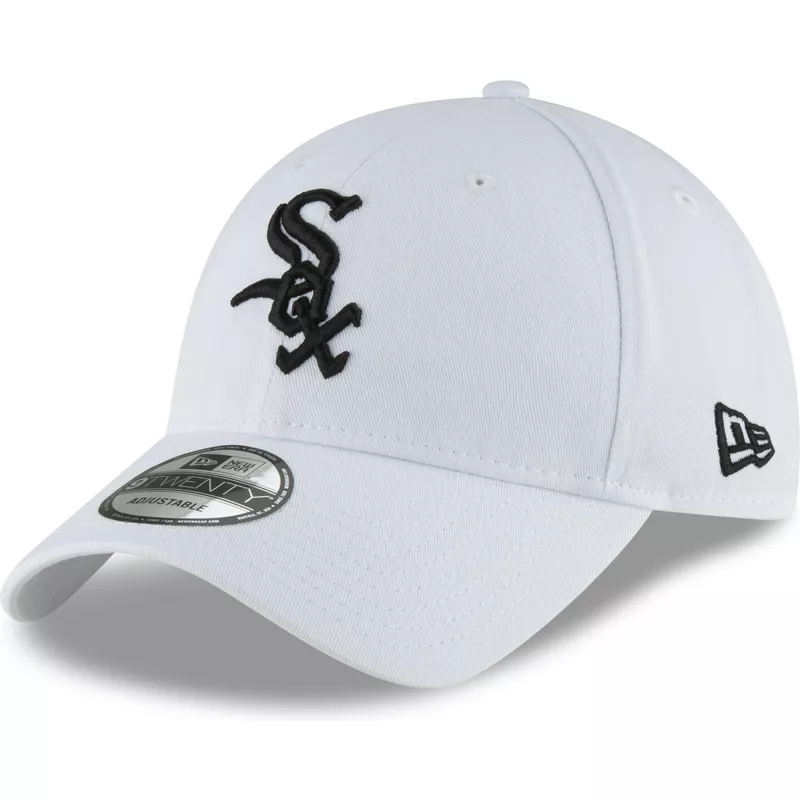 new-era-curved-brim-black-logo-9twenty-core-classic-chicago-white-sox-mlb-white-adjustable-cap