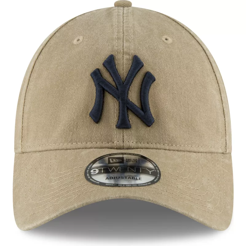 new-era-curved-brim-navy-blue-logo-9twenty-core-classic-new-york-yankees-mlb-light-brown-adjustable-cap