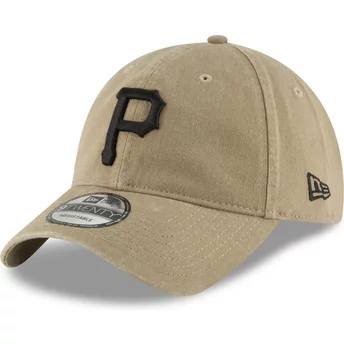 New Era Curved Brim Black Logo 9TWENTY Core Classic Pittsburgh Pirates MLB Light Brown Adjustable Cap