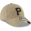 new-era-curved-brim-black-logo-9twenty-core-classic-pittsburgh-pirates-mlb-light-brown-adjustable-cap