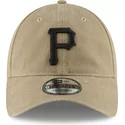 new-era-curved-brim-black-logo-9twenty-core-classic-pittsburgh-pirates-mlb-light-brown-adjustable-cap