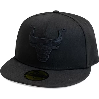 New Era Flat Brim Black Logo 59FIFTY Essential Chicago Bulls NBA Black Fitted Cap