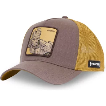 Capslab Groot GRO1 Marvel Comics Brown and Yellow Trucker Hat