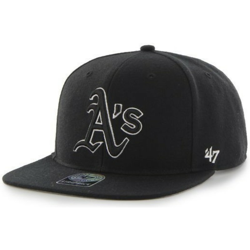 47-brand-flat-brim-black-and-white-logo-oakland-athletics-mlb-sure-shot-black-snapback-cap
