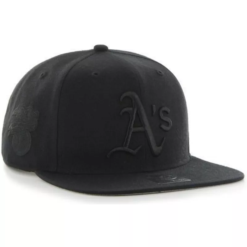 47 Brand Flat Brim Black Logo Oakland Athletics MLB Sure Shot Black ...
