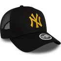 new-era-women-yellow-logo-a-frame-metallic-new-york-yankees-mlb-black-trucker-hat
