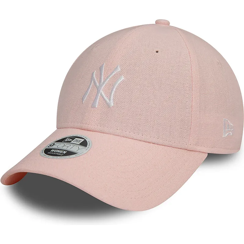 New Era Curved Brim Women 9FORTY Linen New York Yankees MLB Pink ...