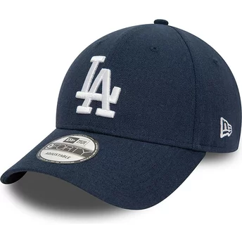 New Era Curved Brim 9FORTY Linen Los Angeles Dodgers MLB Navy Blue Adjustable Cap