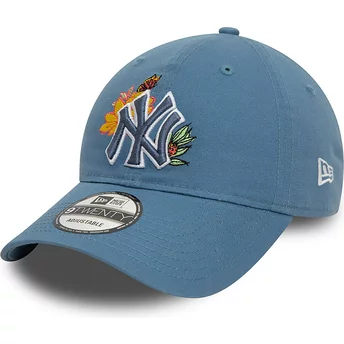 New Era Curved Brim 9TWENTY Floral New York Yankees MLB Blue Adjustable Cap