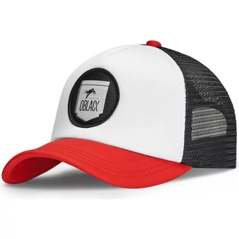 Oblack Classic White, Black and Red Trucker Hat