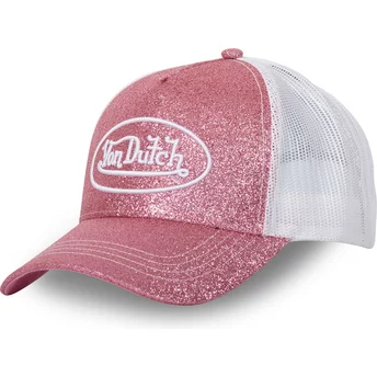 Von Dutch GLITTER P Pink and White Trucker Hat
