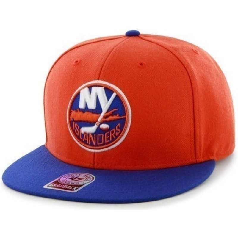 47 Brand Flat Brim New York Islanders NHL Orange and Blue Snapback Cap