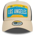 new-era-a-frame-license-plate-cities-and-beaches-los-angeles-beige-and-black-trucker-hat