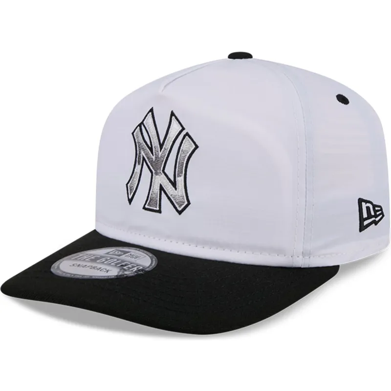 New Era Curved Brim GOLFER Chrome Logo New York Yankees MLB White and ...