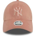 new-era-curved-brim-women-9forty-velour-diamante-new-york-yankees-mlb-pink-adjustable-cap