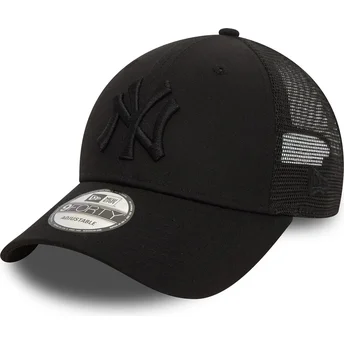 New Era Black Logo 9FORTY Home Field New York Yankees MLB Black Adjustable Trucker Hat