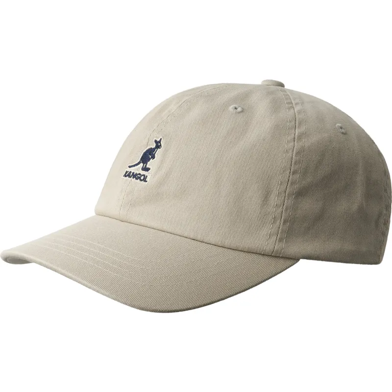 Kangol Curved Brim Washed Baseball Khaki Beige Adjustable Cap