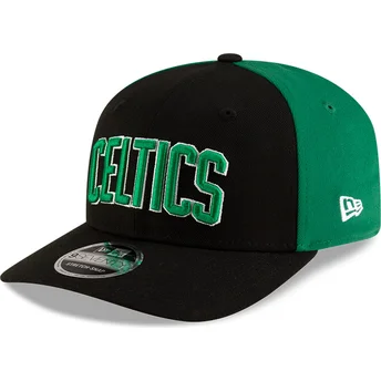 New Era Curved Brim 9SEVENTY Statement Stretch Snap Boston Celtics NBA Black and Green Snapback Cap