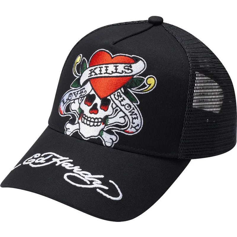 Ed Hardy Love Kills Slowly Black Trucker Hat: Caphunters.co.uk