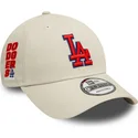 new-era-curved-brim-red-logo-9forty-side-patch-los-angeles-dodgers-mlb-beige-adjustable-cap