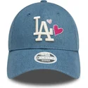 new-era-curved-brim-women-9forty-denim-icon-heart-los-angeles-dodgers-mlb-blue-adjustable-cap