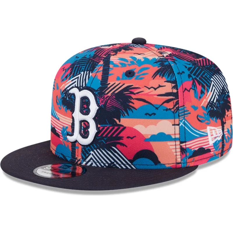 Boné curvo azul marinho snapback 9FIFTY A Frame Cartoon da Boston Red Sox MLB da New Era