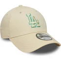 new-era-curved-brim-green-logo-9forty-team-outline-los-angeles-dodgers-mlb-beige-adjustable-cap