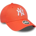 new-era-curved-brim-women-9forty-league-essential-new-york-yankees-mlb-orange-adjustable-cap