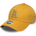 new-era-curved-brim-women-9forty-metallic-logo-los-angeles-dodgers-mlb-yellow-adjustable-cap