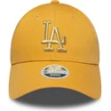 new-era-curved-brim-women-9forty-metallic-logo-los-angeles-dodgers-mlb-yellow-adjustable-cap